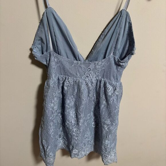 NWOT Superdown x Revolve Mandy Lace Flare Dress in Dusty Blue- Size XS - Picture 5 of 12